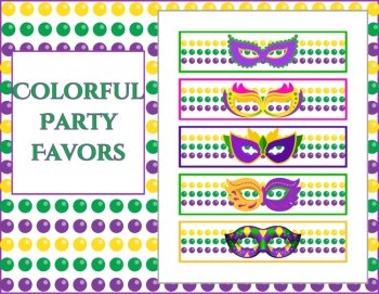 Beads & Masks! Mardi Gras Printable Bookmarks Digital Printable Download, image 3