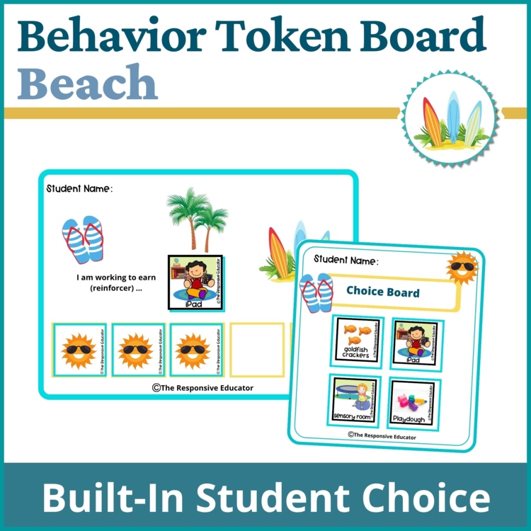 Beach Student Behavior Token Board I Am Working For Reward System