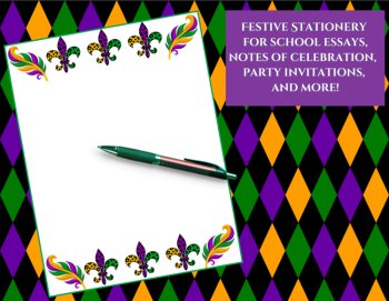 Throw Me Some Words! Mardi Gras Printable Stationery & Essay Paper Digital, image 2