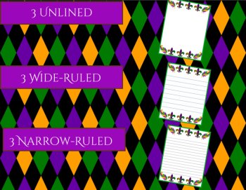 Throw Me Some Words! Mardi Gras Printable Stationery & Essay Paper Digital, image 3