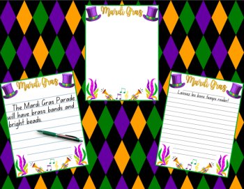 Throw Me Some Words! Mardi Gras Printable Stationery & Essay Paper Digital, image 4