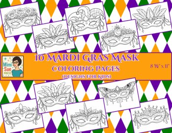 Mardi Gras Mask Coloring Pages for Kids - Fat Tuesday Craft Activity, image 2