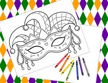Mardi Gras Mask Coloring Pages for Kids - Fat Tuesday Craft Activity, image 3