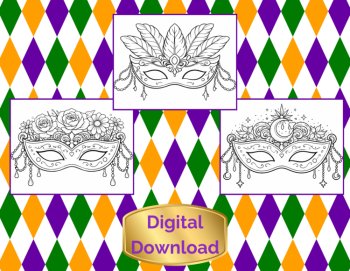 Mardi Gras Mask Coloring Pages for Kids - Fat Tuesday Craft Activity, image 4
