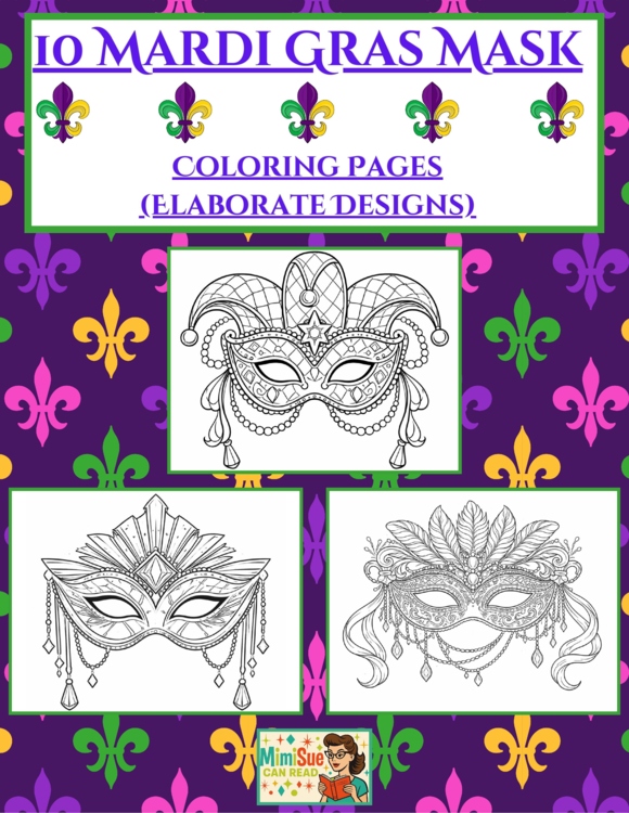 Mardi Gras Mask Coloring Pages Elaborate Designs for Older Student and Adults