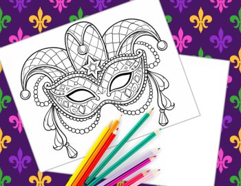 Mardi Gras Mask Coloring Pages Elaborate Designs for Older Student and Adults, image 3
