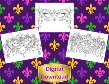 Mardi Gras Mask Coloring Pages Elaborate Designs for Older Student and Adults, image 4