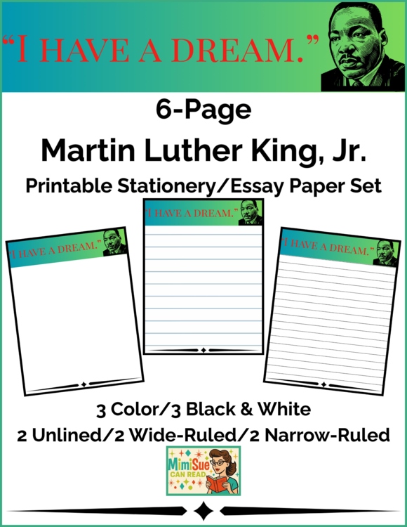 Printable Martin Luther King Jr. Stationery & Essay & Reflection Papers Digital