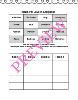 Valentine's Day Word Connections Puzzles | Vocabulary & Critical Thinking SET 3, image 2