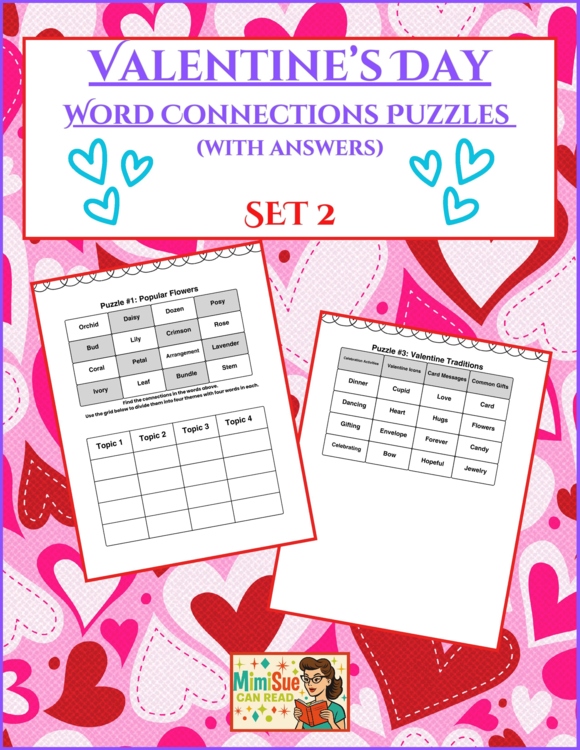 Valentine's Day Word Connections Puzzles | Vocabulary & Critical Thinking SET 2