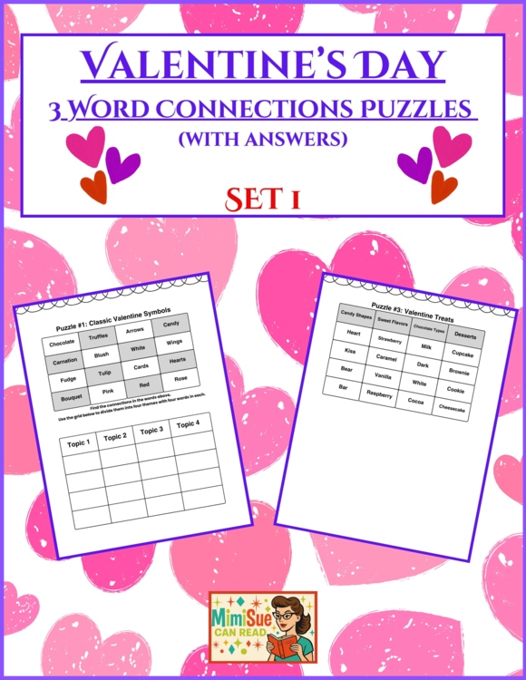 Valentine's Day Word Connections Puzzles | Vocabulary & Critical Thinking SET 1