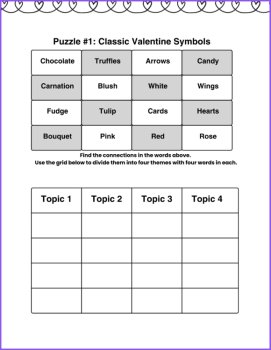 Valentine's Day Word Connections Puzzles | Vocabulary & Critical Thinking SET 1, image 2