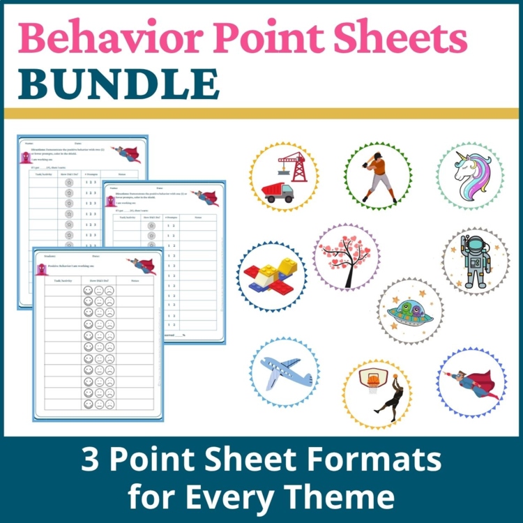 Student Behavior Point Sheet Daily Behavior Goal Data Editable Chart BUNDLE
