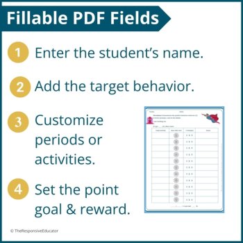 Student Behavior Point Sheet Daily Behavior Goal Data Editable Chart BUNDLE, image 3