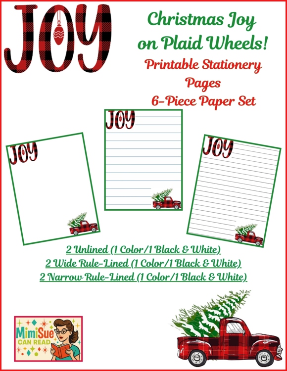 Christmas Feels on Plaid Wheels! 6 Printable Stationery Pages/Holiday Writing