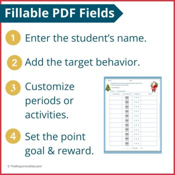 Christmas Student Behavior Point Sheet Daily Behavior Goal Data Editable Chart, image 3