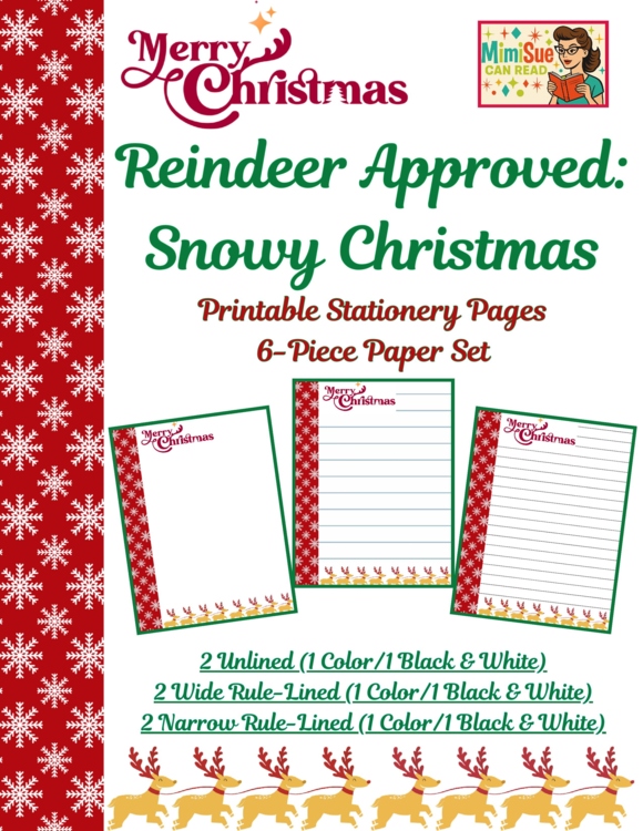 Reindeer Approved/Snowy Christmas Stationery Printable Paper for Holiday Writing