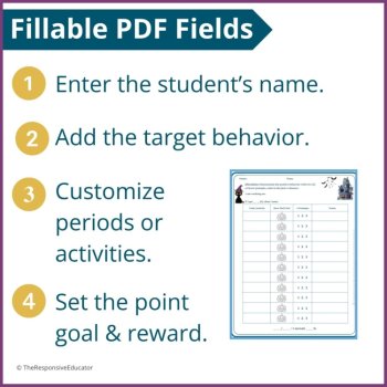 Halloween Student Behavior Point Sheet Daily Behavior Goal Data Editable Chart, image 3