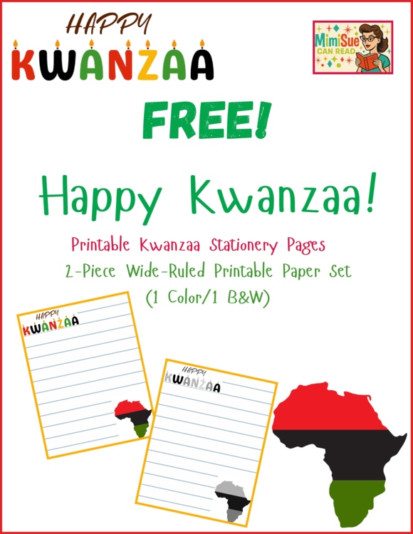 FREEBIE! Happy Kwanzaa! 2-Page Printable Stationery Papers Set (Color/B&W)