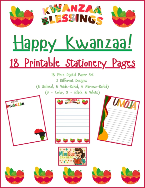 Celebrate Heritage & Unity! Happy Kwanzaa! 18-Page Printable Stationery Papers