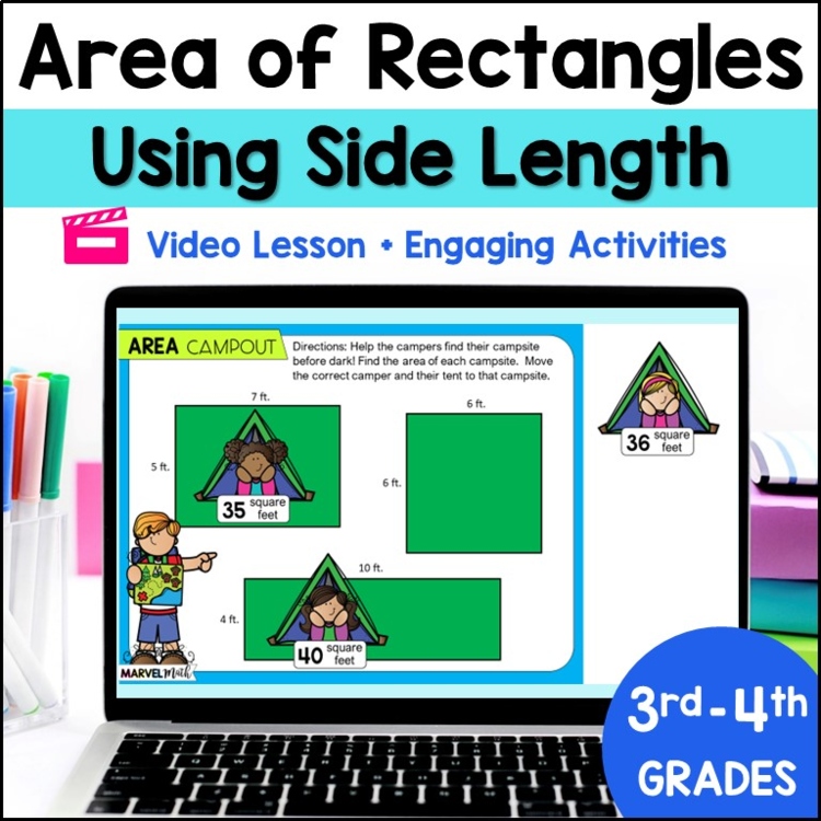 Area of Rectangles using Side Lengths Interactive Google Slides and Video Lesson