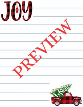 Buffalo Plaid Christmas! Trucks/Trees/Snowflakes! 18-Page Printable Stationery, image 3