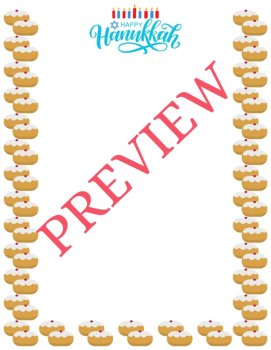 Hanukkah Treats! 6-Page Printable Chanukkah Stationery Pages (Lined/Unlined), image 2