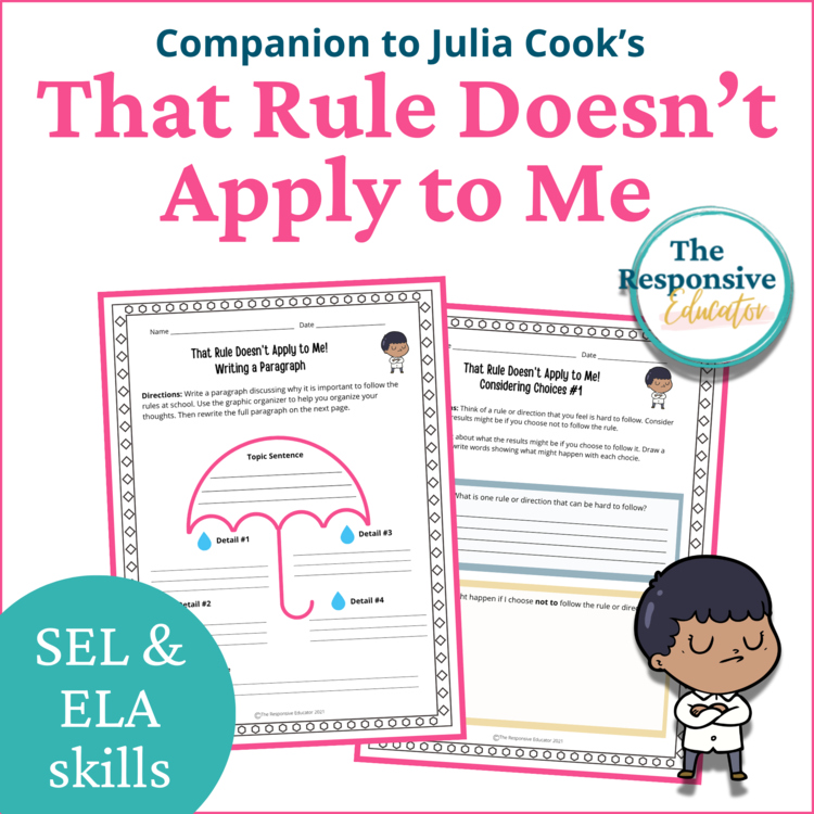 That Rule Doesn't Apply to Me Book SEL Character Education Read Aloud Activities