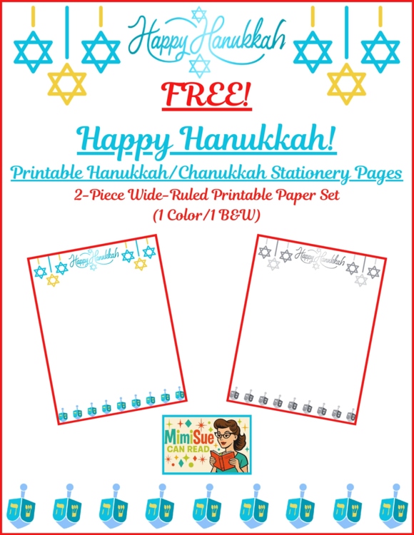 Spark Joy! FREE Happy Hanukkah/Chanukkah Stationery Papers: Color & B&W Fun!