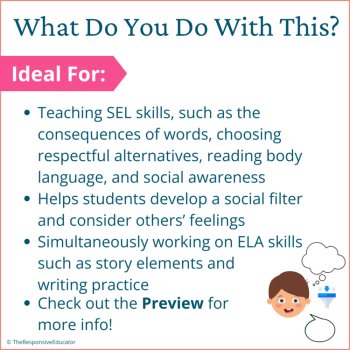 I Can't Believe You Said That Book SEL Character Education Read Aloud Activities, image 4