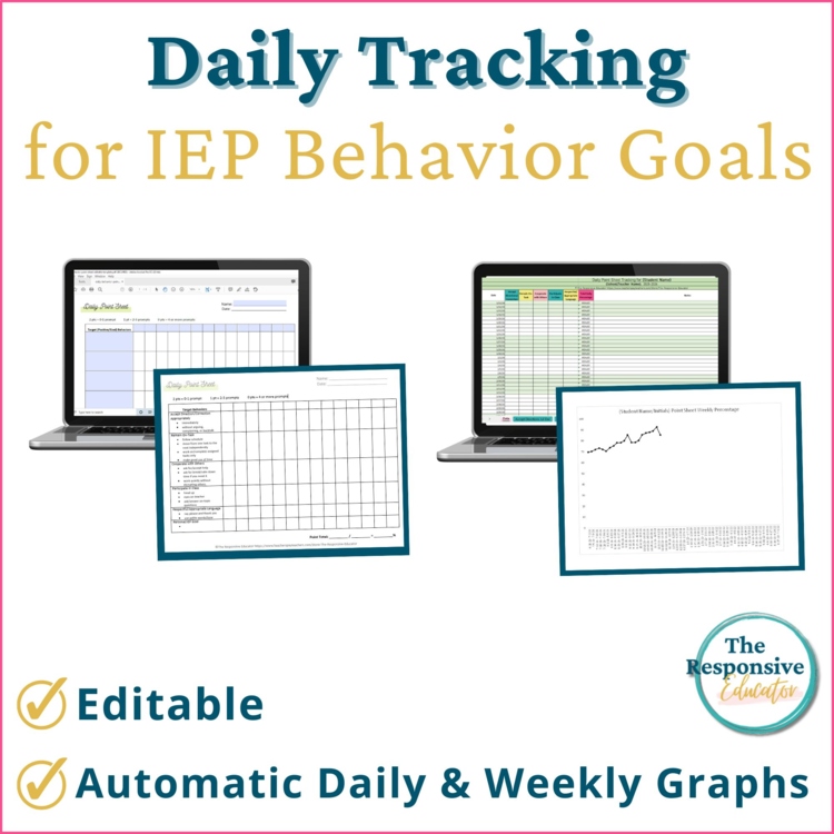 Daily Behavior Chart Behavior Goals Data Tracking Sheet & Graphing
