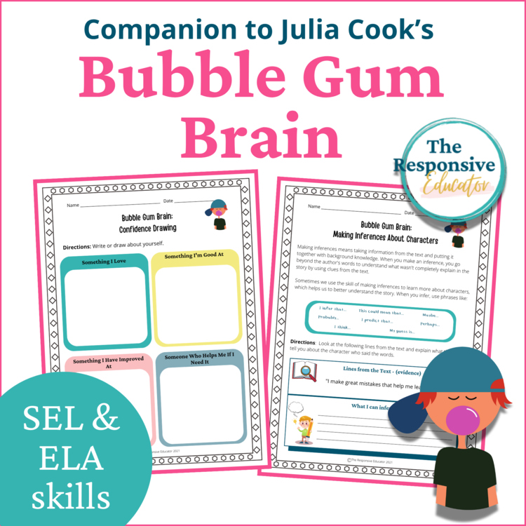 Bubble Gum Brain Book Read Aloud SEL Flexible Thinking Worksheets and Activities