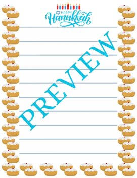 Hanukkah/Chanukkah Bliss! 18-Page Printable Stationery Pages (Lined/Unlined), image 3