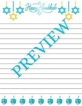 Hanukkah/Chanukkah Bliss! 18-Page Printable Stationery Pages (Lined/Unlined), image 4