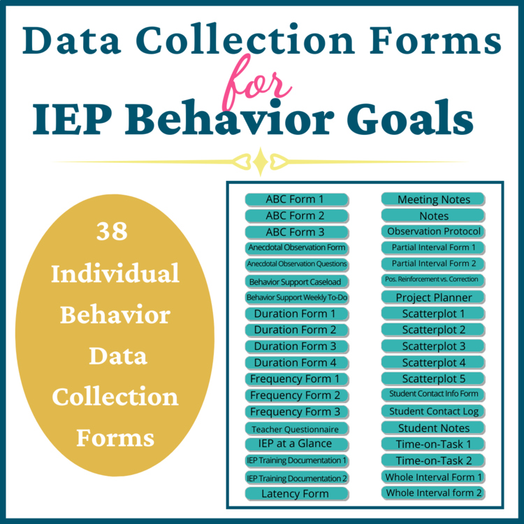 Behavior IEP Data Collection Sheets Student Behavior Documentation Forms