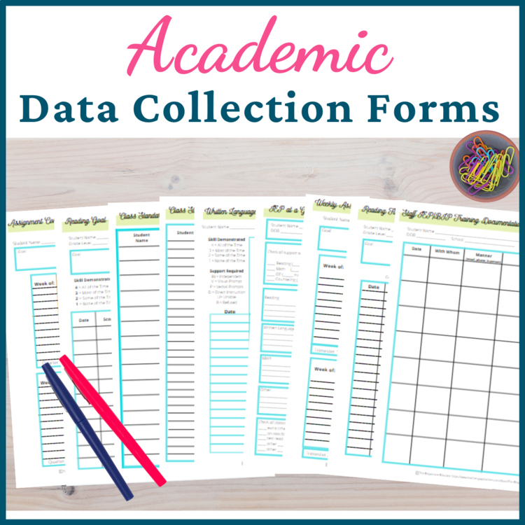 Academic IEP Data Collection Sheets, IEP Goals and Objectives Tracking