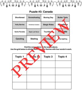 Christmas Around the World Word Connections Game SET 1/Holiday Brain Teasers, image 3
