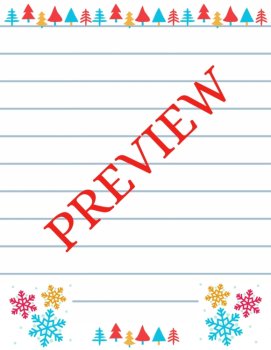 FREE! Jolly Trees & Snowflakes! Christmas Stationery Printable Papers Color/B&W, image 2