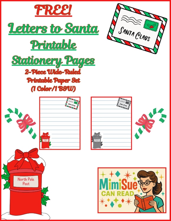FREE! Letters to Santa! Christmas Stationery Printable Papers (Color/B&W)