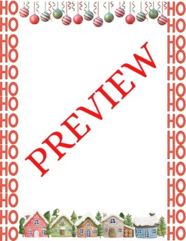 Snowy Village Christmas Stationery Pages 6 Printable Writing Papers (Color/B&W), image 2