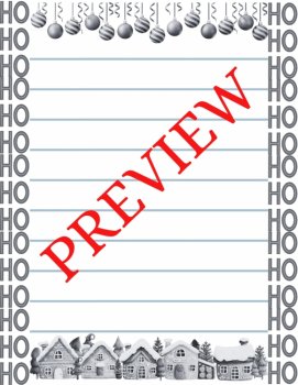 Snowy Village Christmas Stationery Pages 6 Printable Writing Papers (Color/B&W), image 3