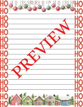 Snowy Village Christmas Stationery Pages 6 Printable Writing Papers (Color/B&W), image 4