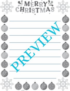 Snowflakes & Baubles! Festive Christmas Stationery 6 Printable Writing Papers, image 3
