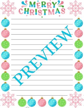 Snowflakes & Baubles! Festive Christmas Stationery 6 Printable Writing Papers, image 4