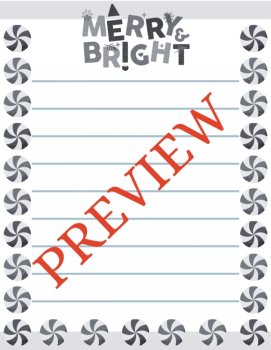 Merry & Bright! Christmas Stationery Pages 6 Printable Writing Paper (Color/B&W), image 3
