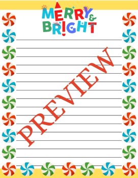 Merry & Bright! Christmas Stationery Pages 6 Printable Writing Paper (Color/B&W), image 4