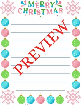 Whimsical Christmas Writing Paper | Printable Stationery Snowflakes & Peppermint, image 3