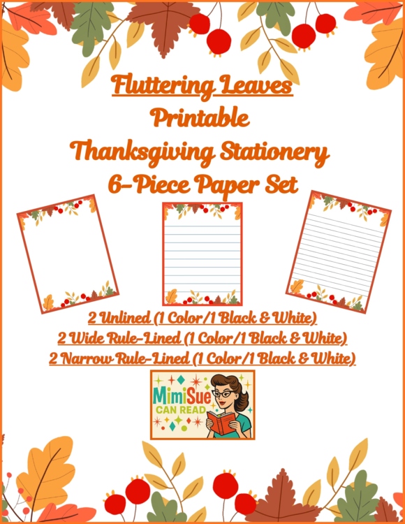 Fluttering Leaves! Stationery Pages 6 Printable Writing Papers (Color/B&W)