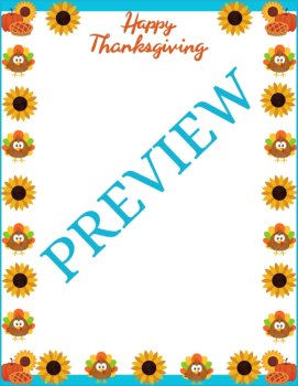 Autumn Pies & Sunny Skies! Stationery Pages 6 Writing Papers (Color/B&W), image 2