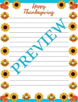 Autumn Pies & Sunny Skies! Stationery Pages 6 Writing Papers (Color/B&W), image 4